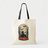Ghost & Black Cat Kind Halloween Snoep Tote Bag (Voorkant)