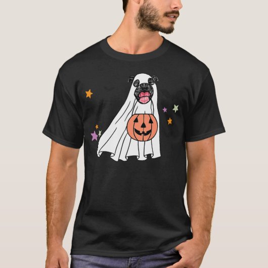 Ghost Black Pitbull Boo Dog Lover Halloween Costum T-shirt (Voorkant)