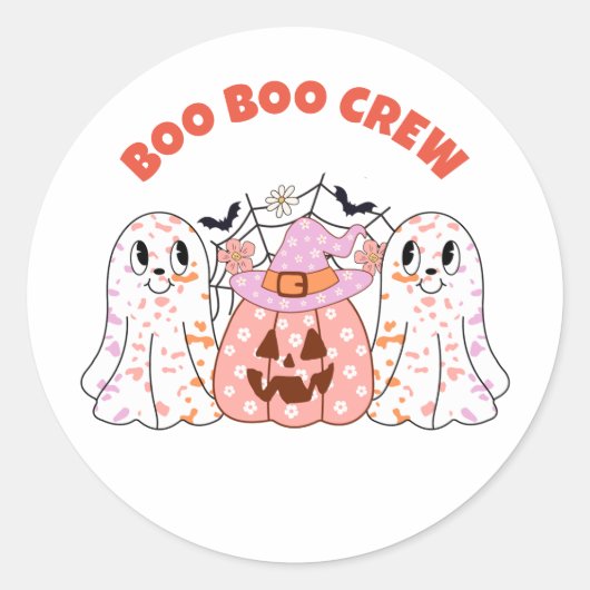 Ghost Boo Crew Halloween gepersonaliseerd Ronde Sticker (Voorkant)
