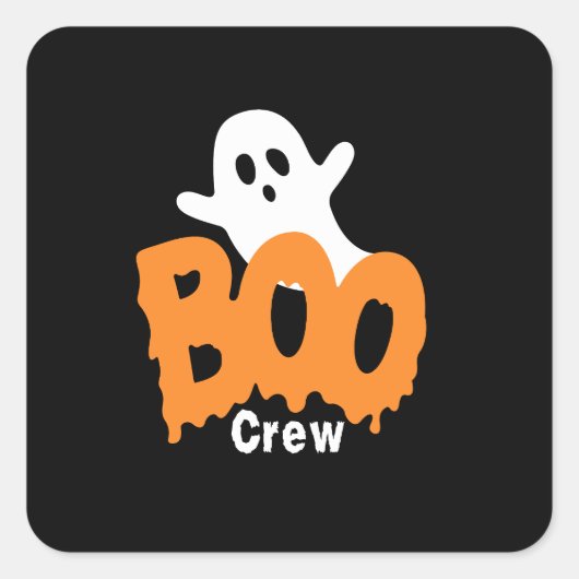 Ghost Boo Crew Halloween Vierkante Sticker (Voorkant)