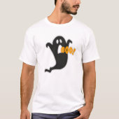 Ghost Boo Halloween Zwart Sinaasappel Graphic T-shirt (Voorkant)