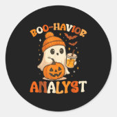 Ghost Boo Havior Yst Funny Halloween Behavior Ther Ronde Sticker (Voorkant)