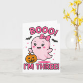 Ghost Boo Ik ben drie jaar 3e verjaardag peuter Ha Kaart (Gele Bloem)