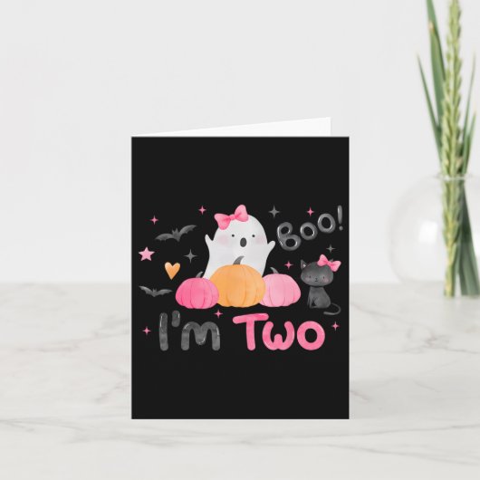 Ghost Boo Ik ben twee 2 jaar oude Halloween Kinder Kaart (Voorkant)