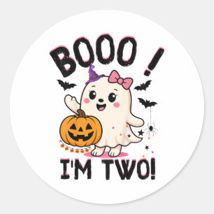 Ghost Boo Ik ben twee jaar 2e verjaardag peuter Ha Ronde Sticker