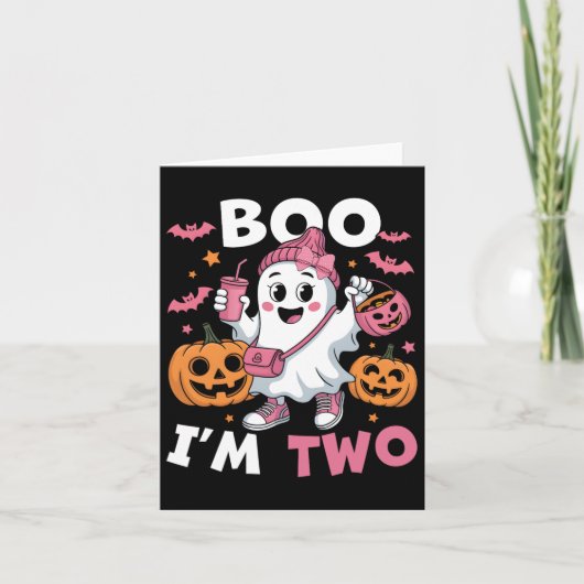 Ghost Boo Ik ben twee Kinder Halloween Groo voor d Kaart (Voorkant)