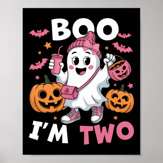 Ghost Boo Ik ben twee Kinder Halloween Groo voor d Poster (Voorkant)