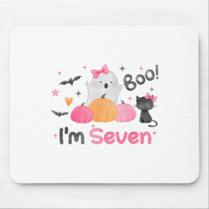 Ghost Boo Ik ben zeven 7 jaar oude Halloween Kinde Muismat