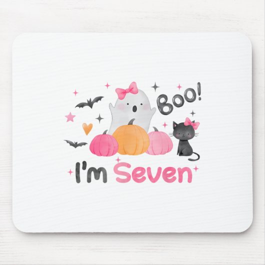 Ghost Boo Ik ben zeven 7 jaar oude Halloween Kinde Muismat (Voorkant)