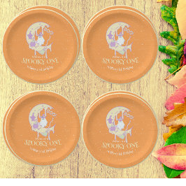 Ghost Boo Moon Spooky One Boy Halloween Verjaardag Papieren Bordje