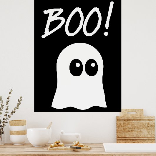 Ghost Boo, schattig spookontwerp Poster (Keuken)