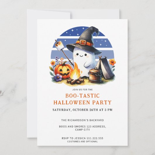 Ghost Boo-Tastic Camping Halloween Party Kaart (Voorkant)