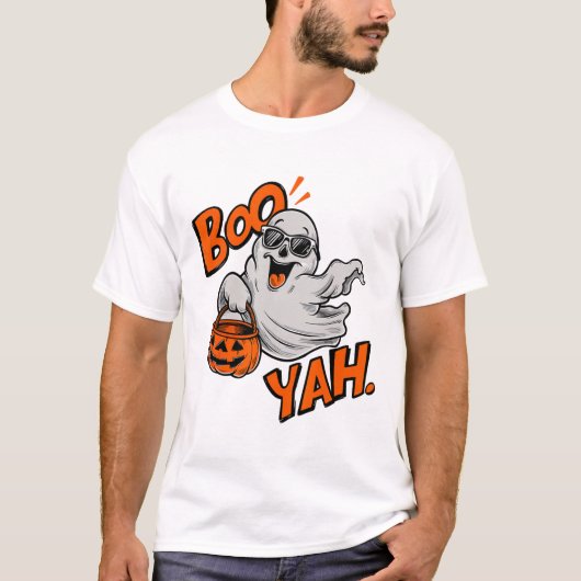 Ghost Boo Yah Funny Halloween Shirt Spooky Booyah (Voorkant)