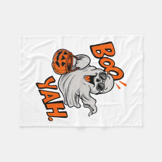 Ghost Boo Yah Funny Halloween Shirt Spooky Booyah Fleece Deken (Voorkant (Horizontaal))