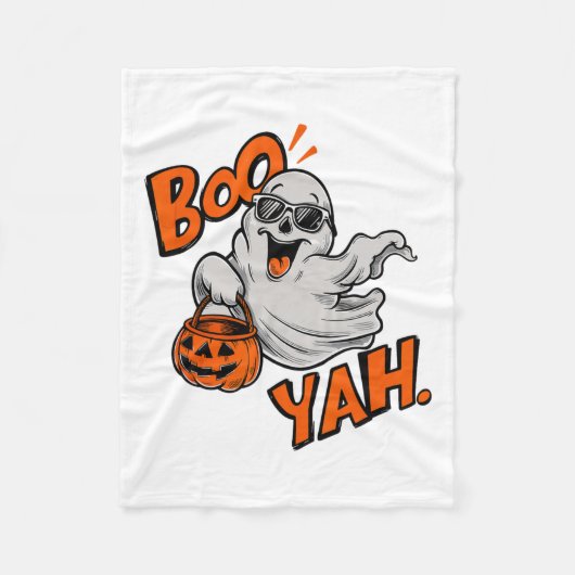Ghost Boo Yah Funny Halloween Shirt Spooky Booyah Fleece Deken (Voorkant)