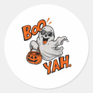 Ghost Boo Yah Funny Halloween Shirt Spooky Booyah Ronde Sticker