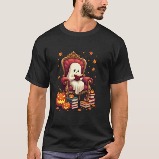 Ghost Book Reader Leesboek Liefhebber Leraar Grapp T-shirt (Voorkant)