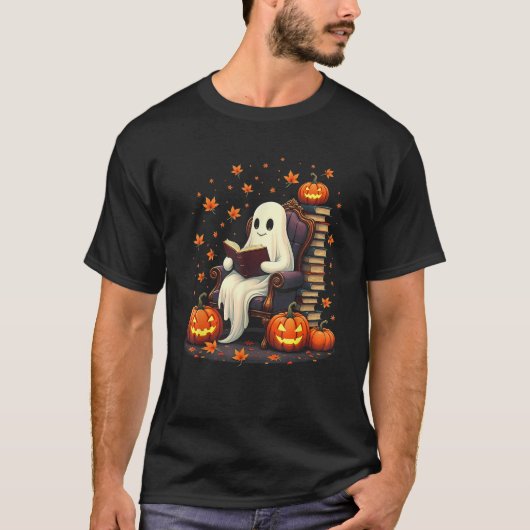 Ghost Book Reader Leesboek Liefhebber Leraar Grapp T-shirt (Voorkant)