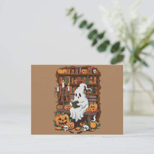 Ghost Book Reader Leesliefhebber Cadeaulezer Briefkaart (Staand voorkant)