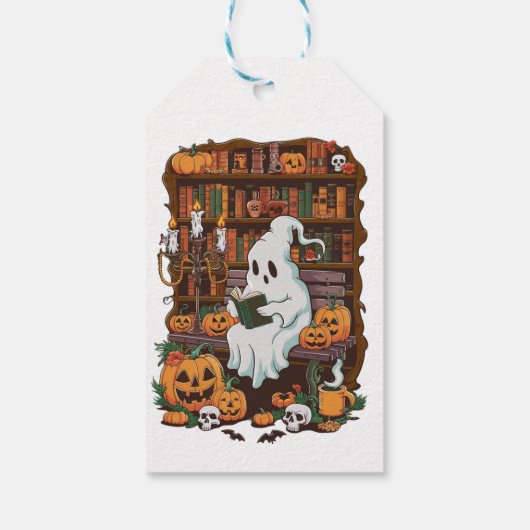 Ghost Book Reader Leesliefhebber Cadeaulezer Cadeaulabel (Achterkant)