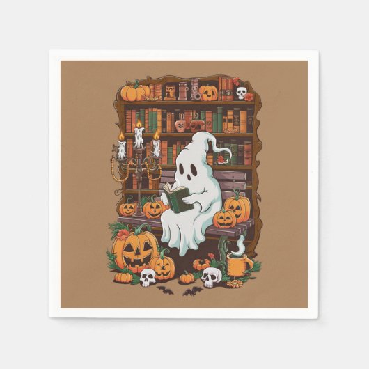 Ghost Book Reader Leesliefhebber Cadeaulezer Servet (Voorkant)