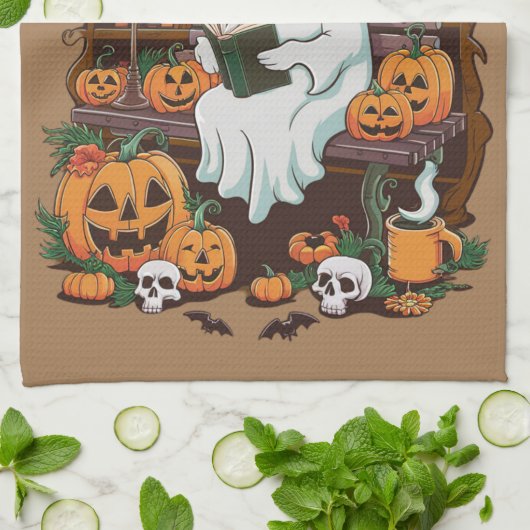 Ghost Book Reader Leesliefhebber Cadeaulezer Theedoek (Gevouwen)