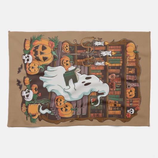 Ghost Book Reader Leesliefhebber Cadeaulezer Theedoek (Horizontaal)