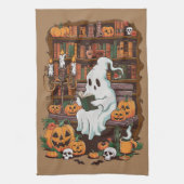 Ghost Book Reader Leesliefhebber Cadeaulezer Theedoek (Verticaal)