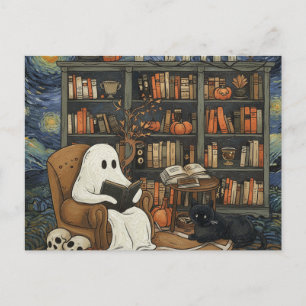 Ghost Book Reader Lezen Boek Literatuur Liefhebber Feestdagenkaart