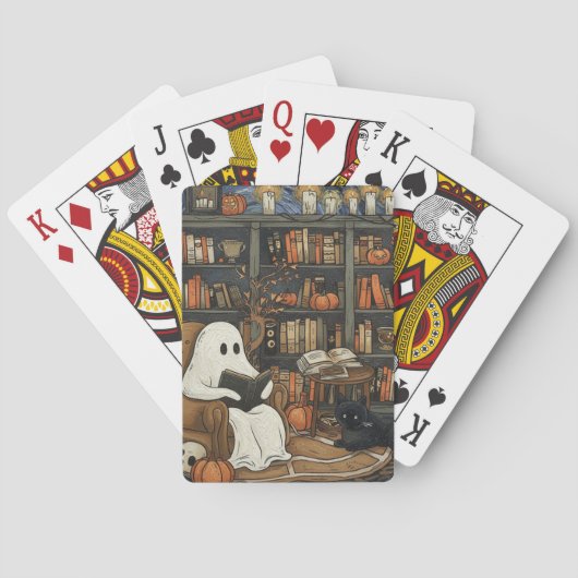 Ghost Book Reader Lezen Boek Literatuur Liefhebber Pokerkaarten (Achterkant)