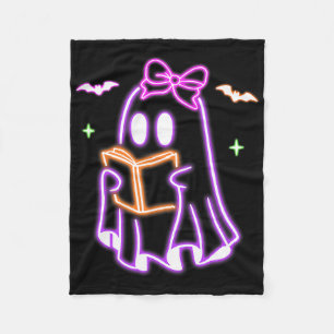 Ghost Book Reading Halloween Schattigee Ghost Book Fleece Deken