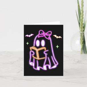 Ghost Book Reading Halloween Schattigee Ghost Book Kaart