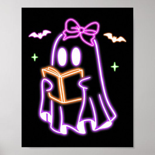 Ghost Book Reading Halloween Schattigee Ghost Book Poster (Voorkant)