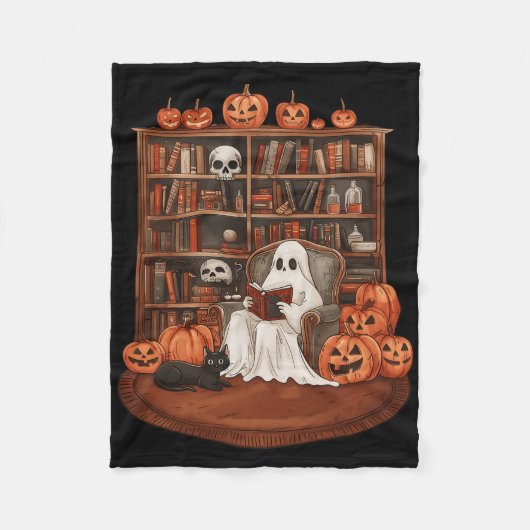 Ghost Book Reading Teacher Halloween Librarian Boo Fleece Deken (Voorkant)
