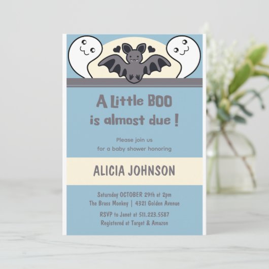 Ghost Boy Leuk Halloween Baby shower Kaart (Staand voorkant)