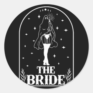 Ghost Bride Coven Gothic Halloween Wedding Bachelo Ronde Sticker
