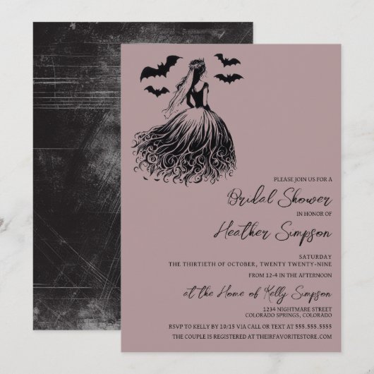 Ghost Bride Mauve Vrijgezellenfeest Kaart (Voorkant / Achterkant)