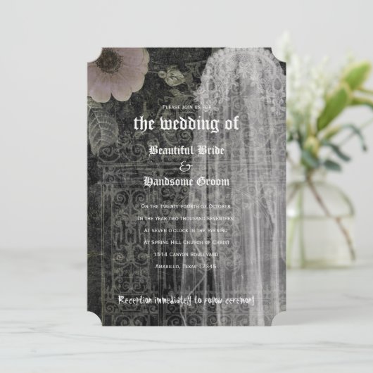 Ghost Bride Night Gothic Wedding Invitation Kaart (Staand voorkant)