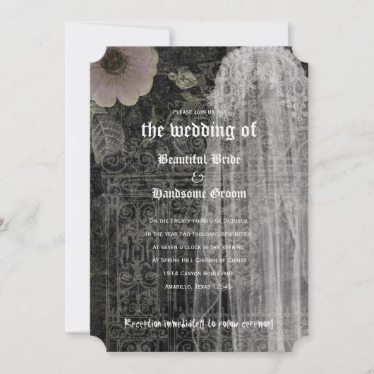 Ghost Bride Night Gothic Wedding Invitation Kaart (Voorkant)