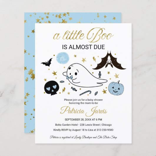 Ghost Budget Halloween Baby shower Uitnodiging (Voorkant / Achterkant)