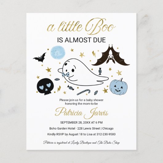 Ghost Budget Halloween Baby shower Uitnodiging (Voorkant)