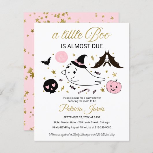 Ghost Budget Halloween Baby shower Uitnodiging (Voorkant / Achterkant)