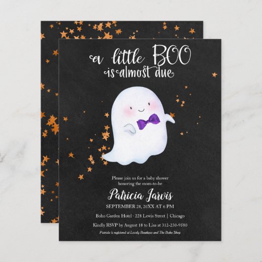 Ghost Budget Halloween Baby shower Uitnodiging (Voorkant / Achterkant)