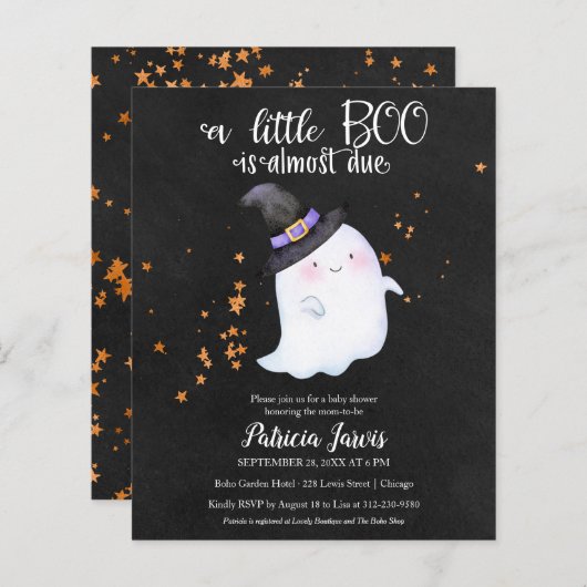 Ghost Budget Halloween Baby shower Uitnodiging (Voorkant / Achterkant)