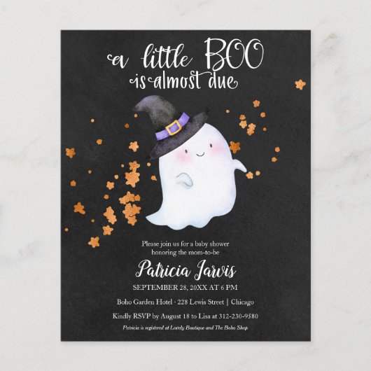 Ghost Budget Halloween Baby shower Uitnodiging (Voorkant)