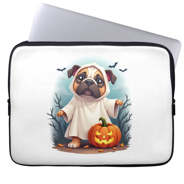 Ghost Bulldog Boo Laptop Sleeve (Voorkant)