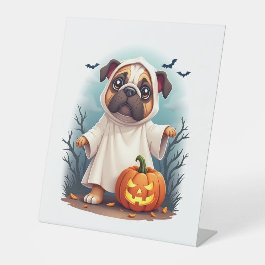Ghost Bulldog Boo Reclamebord Met Voetstuk (Voorkant)