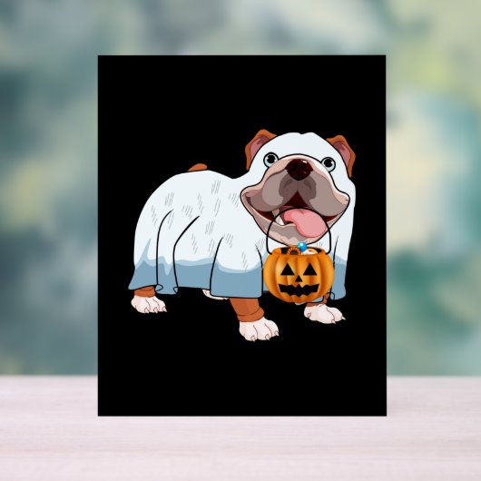 Ghost Bulldog Halloween Hond Acryl Bord (Neutraal)