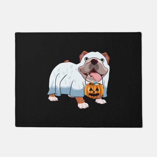 Ghost Bulldog Halloween Hond Deurmat (Voorkant)