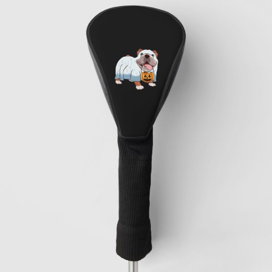 Ghost Bulldog Halloween Hond Golfheadcover (Voorkant)